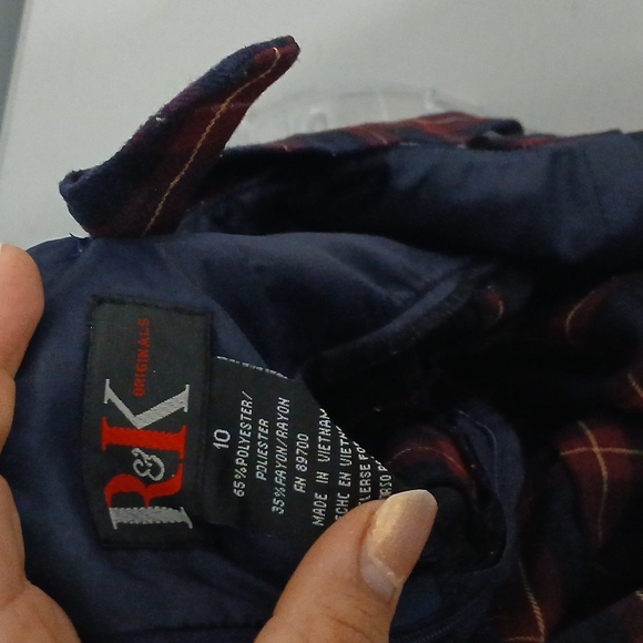 Y2k R&K Plaid Black and Red Women's Dress, Sz 10, adjustable strap - Picture 6 of 7